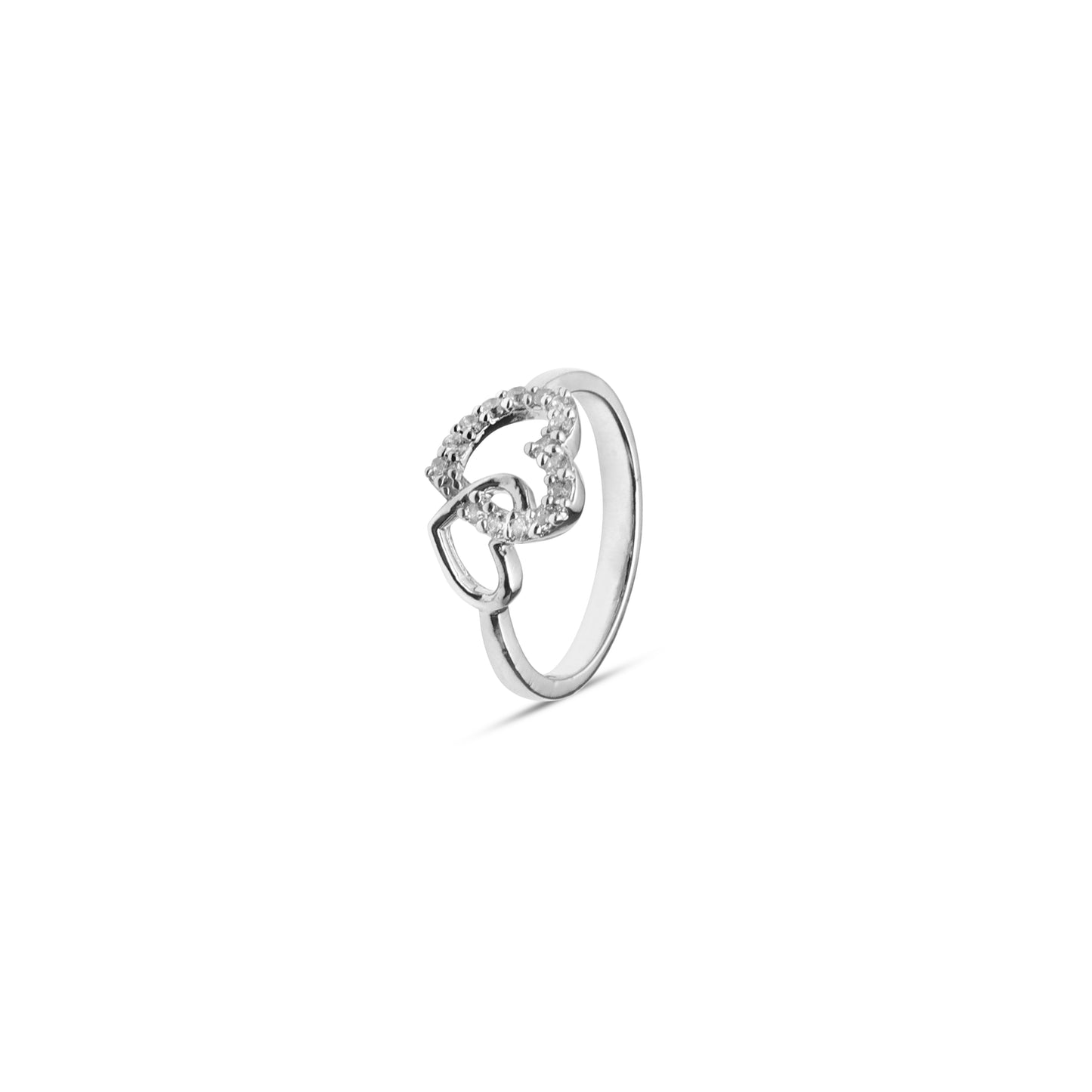 Minimal Double Heart 925 Sterling Silver Ring