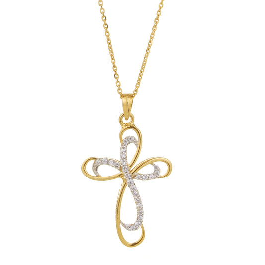Golden Serenity Cross 925 Sterling Silver Pendant