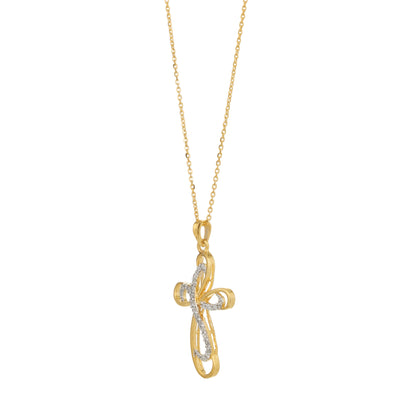 Golden Serenity Cross 925 Sterling Silver Pendant