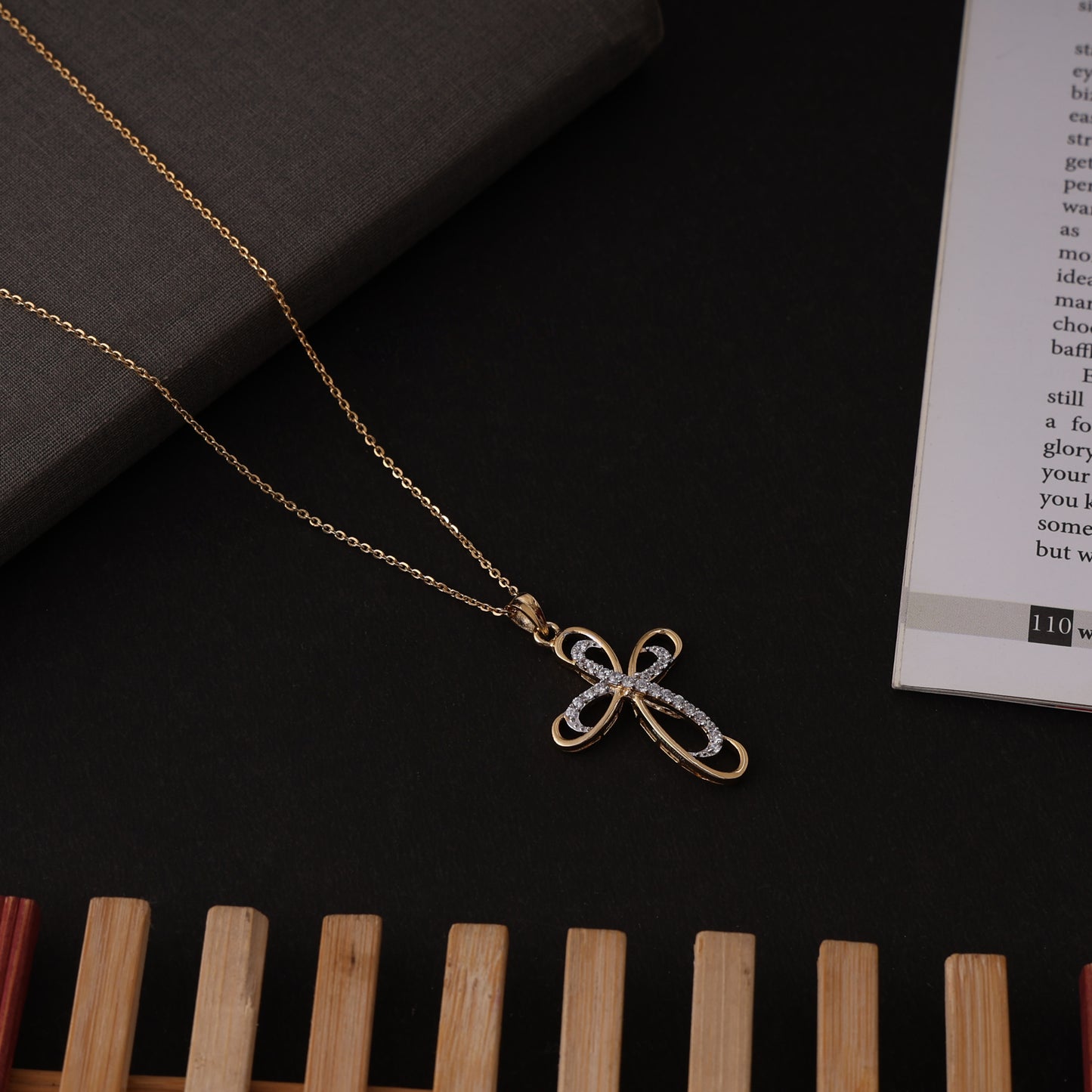 Golden Serenity Cross 925 Sterling Silver Pendant