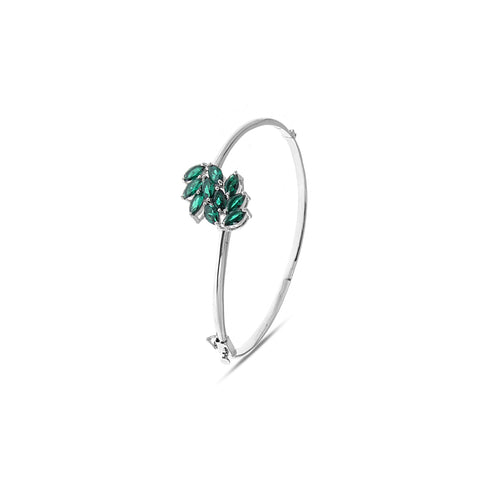 Green Leaflet Charm 925 Sterling Silver Bracelet