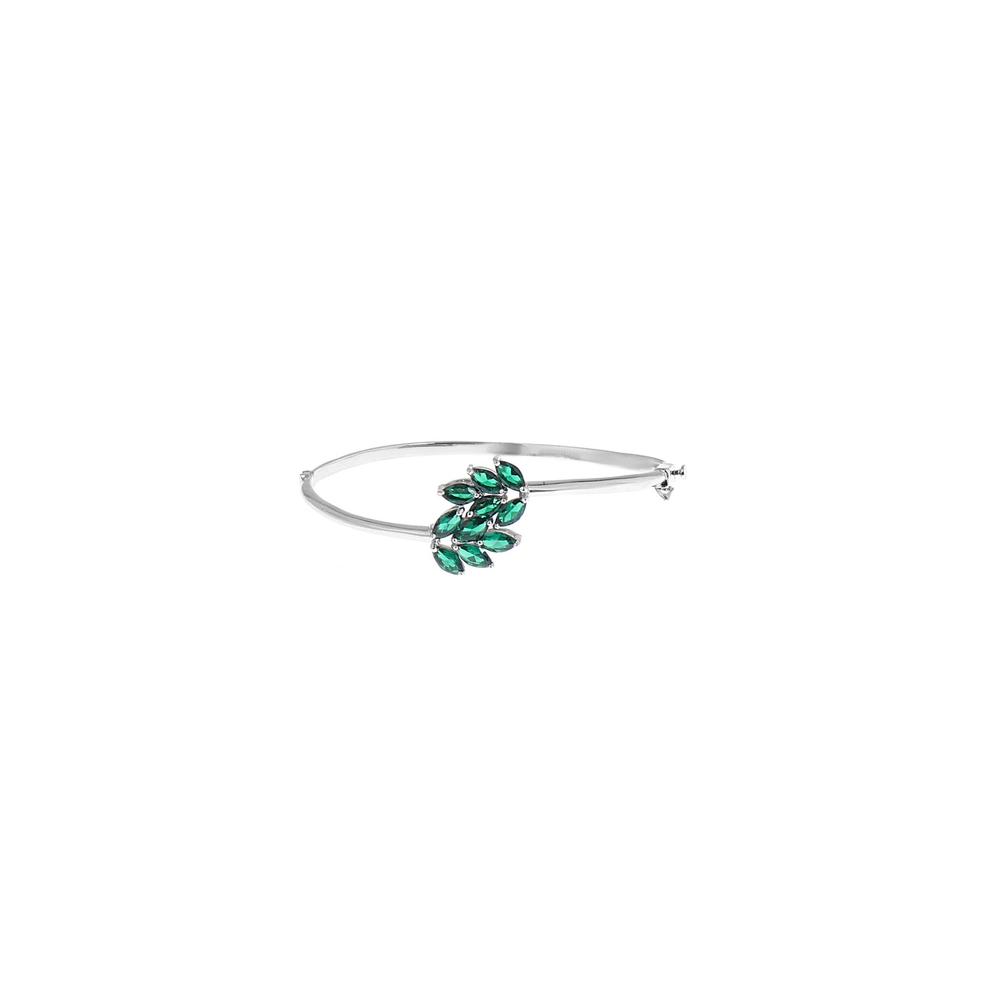 Green Leaflet Charm 925 Sterling Silver Bracelet