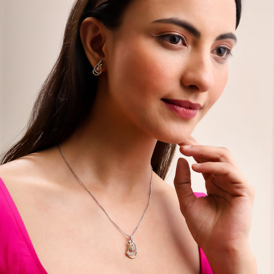 Dangling Drop 925 Sterling Silver Pendant Set