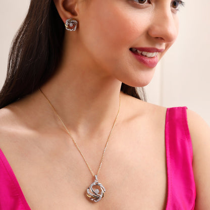 Interlooped Swirl Knot 925 Sterling Silver Set