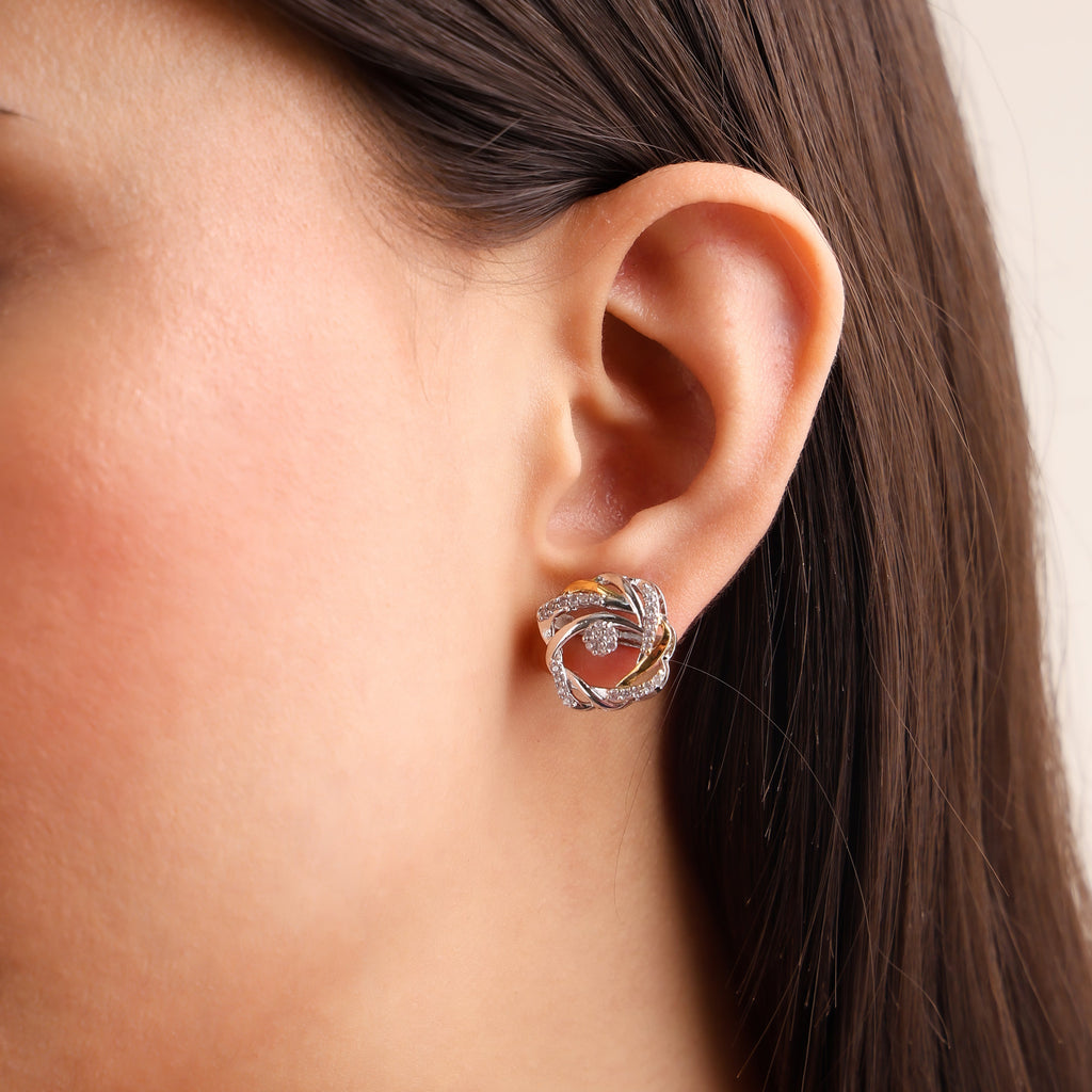 Interlooped Swirl Knot 925 Sterling Silver Earrings