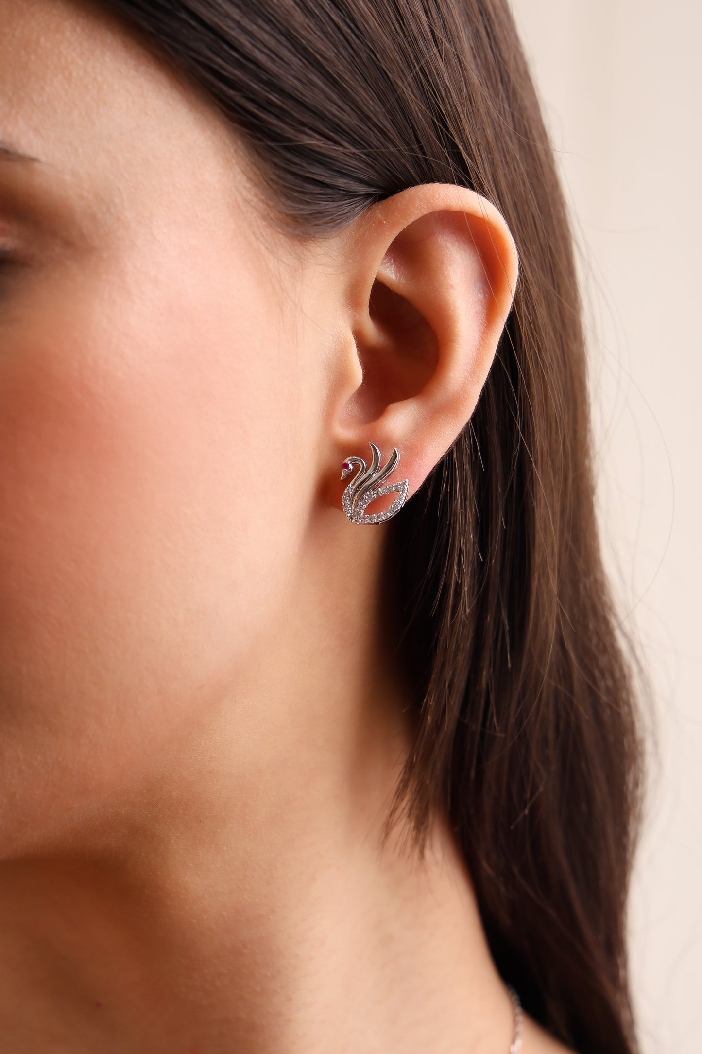 Crystalline Swan of Stillness 925 Sterling Silver Earrings