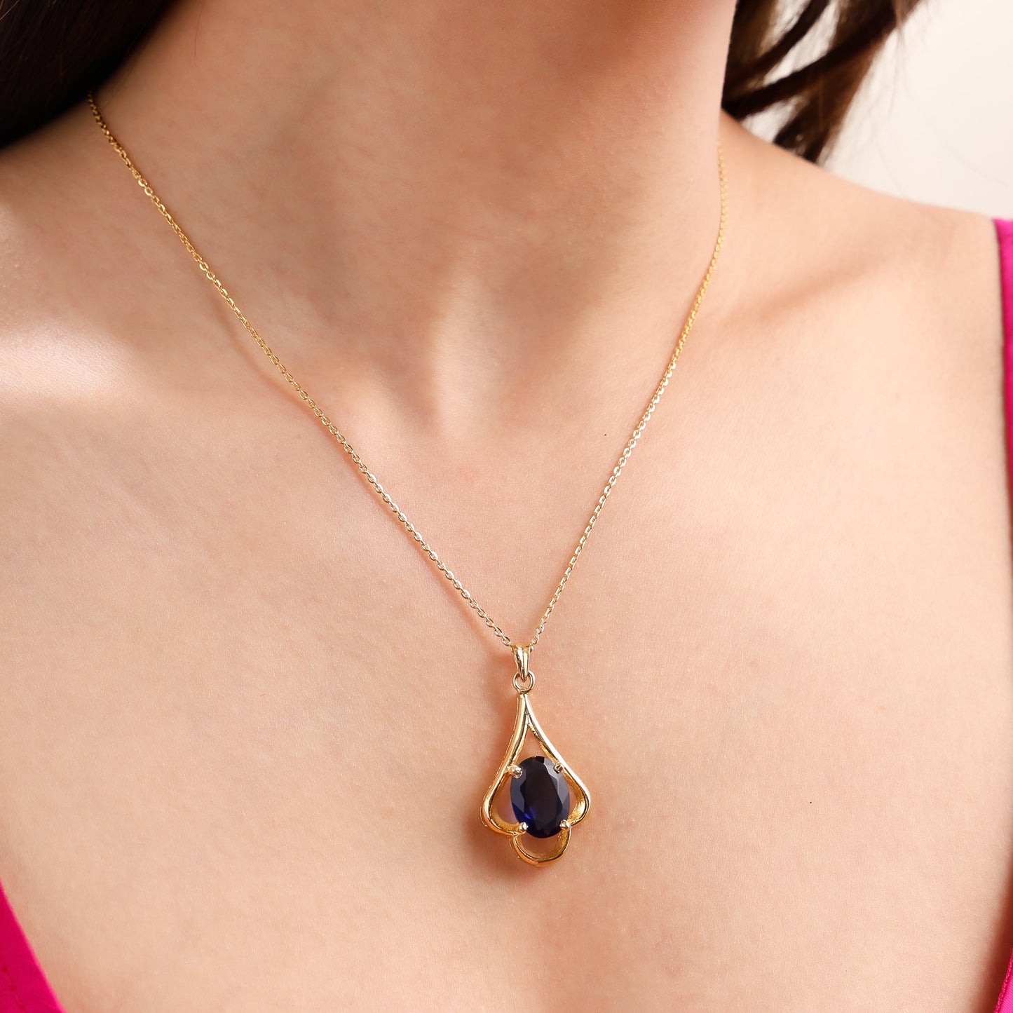 Blue Crystal Charm 925 Sterling Silver Pendant