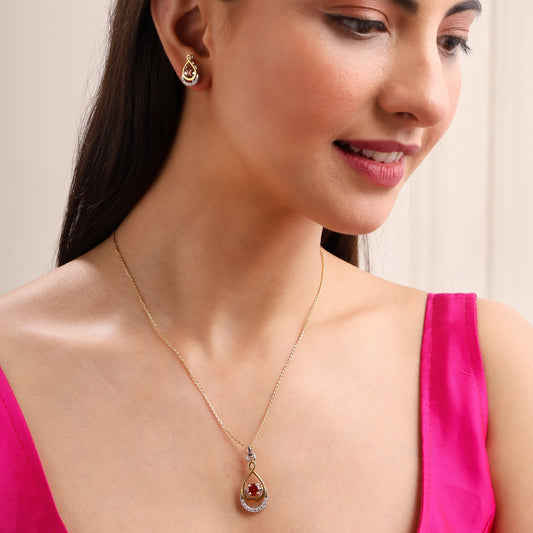 Sunset Garnet 925 Sterling Silver Pendant Set