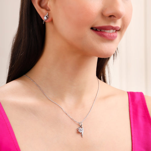 Twisted Bowline Crystal 925 Sterling Silver Set