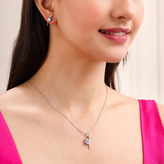 Twisted Bowline Crystal 925 Sterling Silver Set