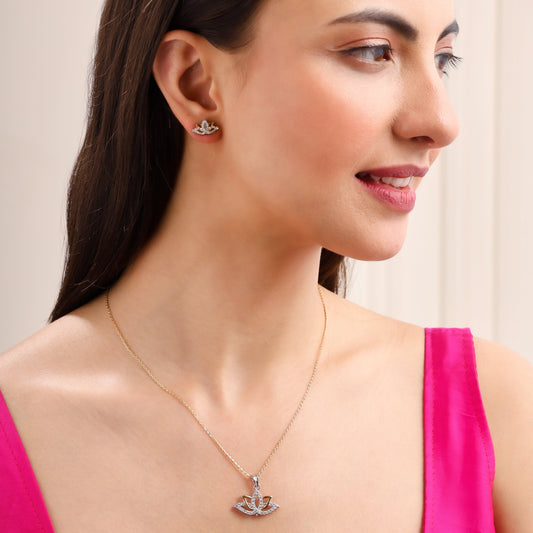 Sparkling Lotus 925 Sterling Silver Set