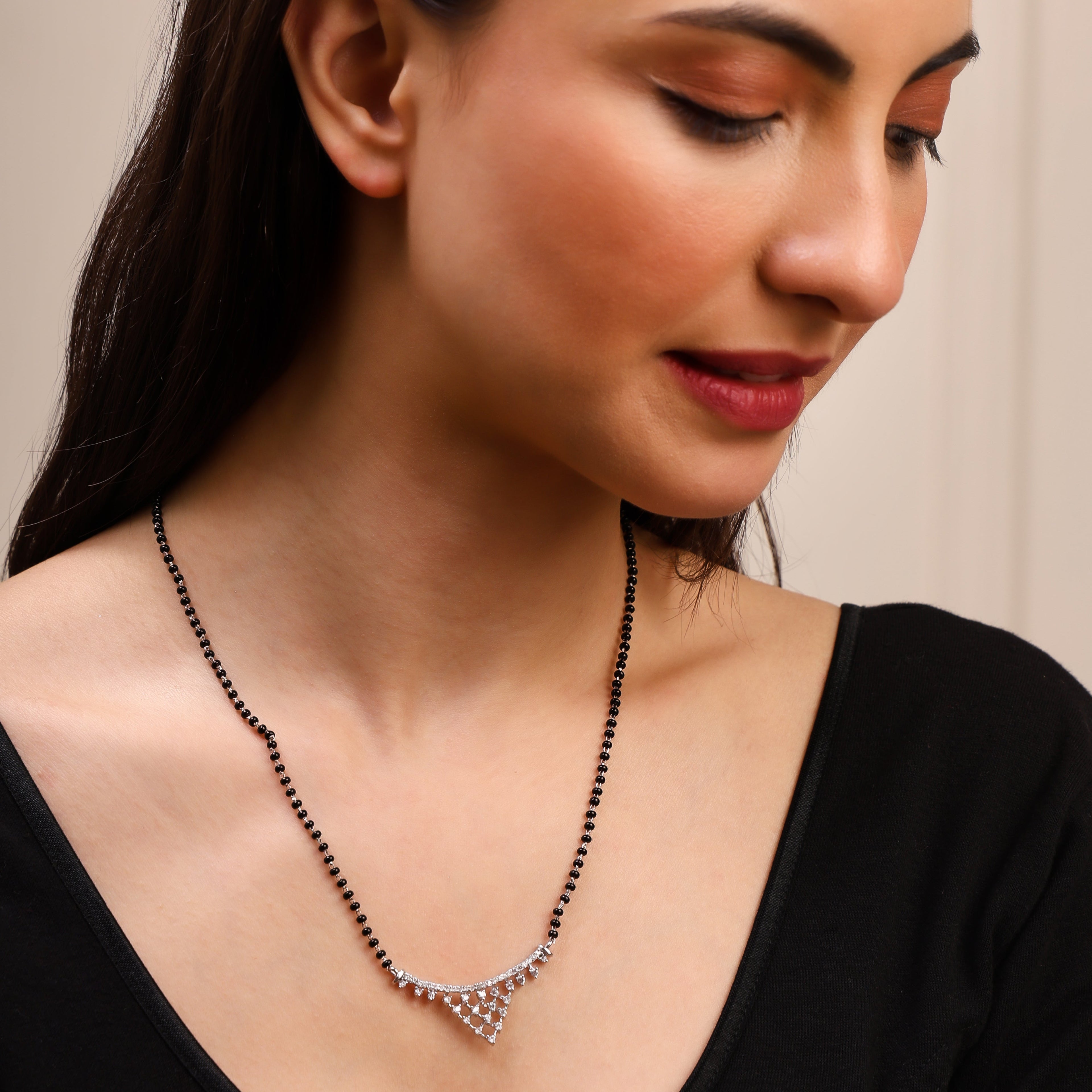 Minimal Twist Design 925 Sterling Silver Mangalsutra