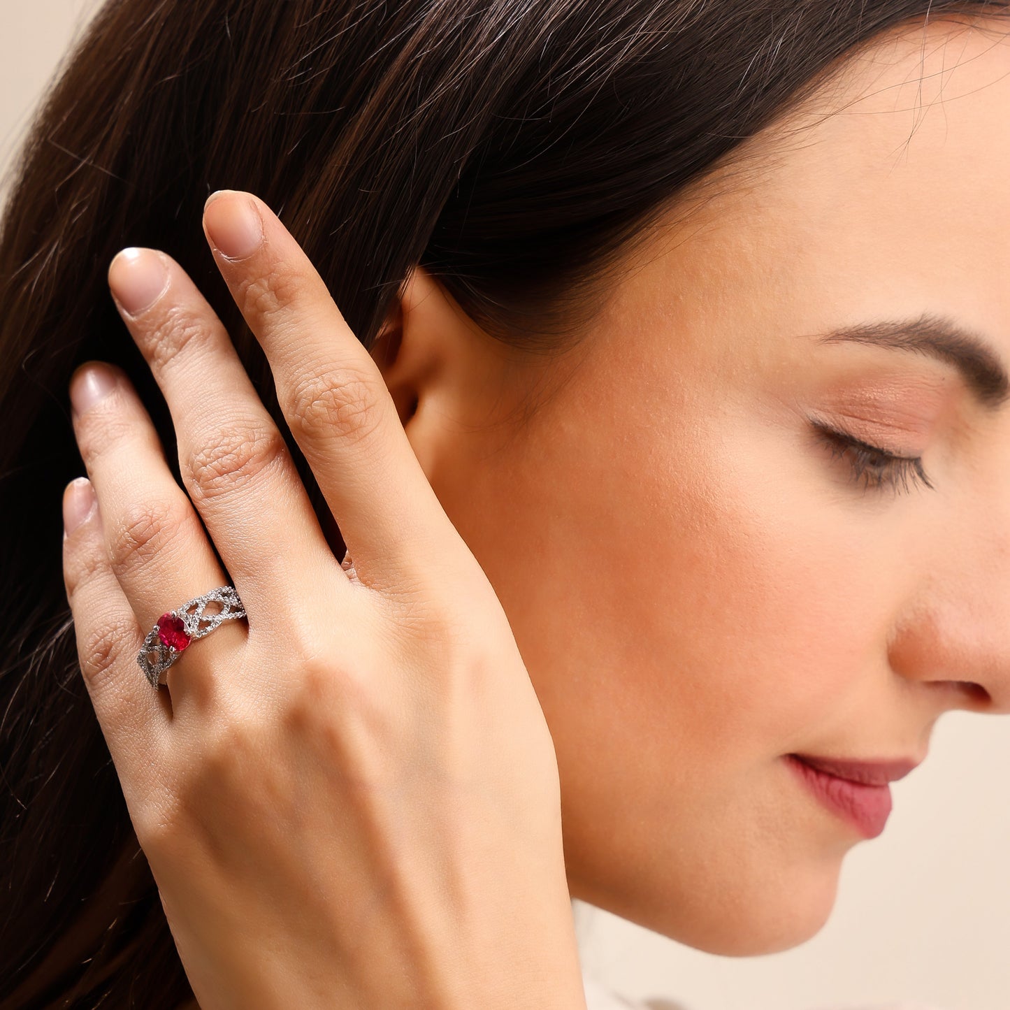 Crimson Kissed 925 Sterling Silver Ring