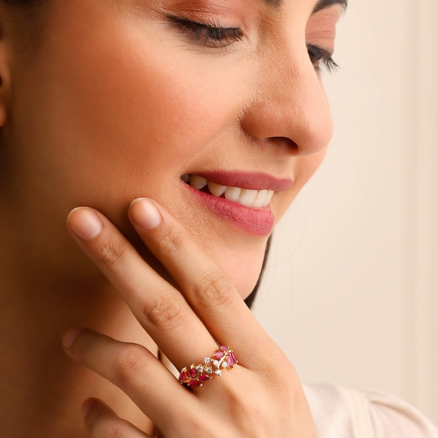Crimson Regal Petal 925 Sterling Silver Ring