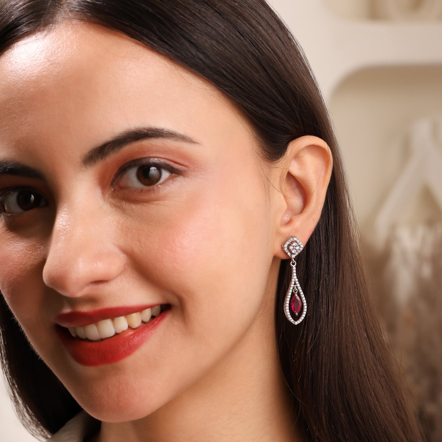 Red Mirage 925 Sterling Silver Earrings