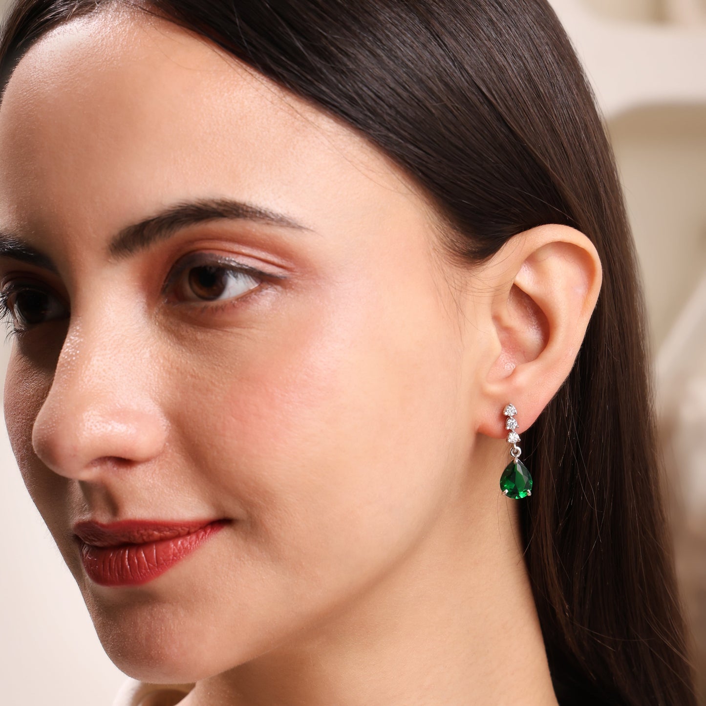 Emerald Glint 925 Sterling Silver Earrings