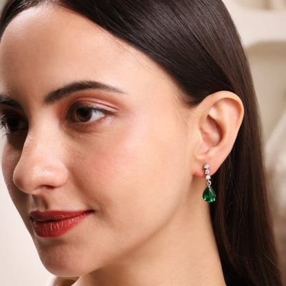Emerald Glint 925 Sterling Silver Earrings