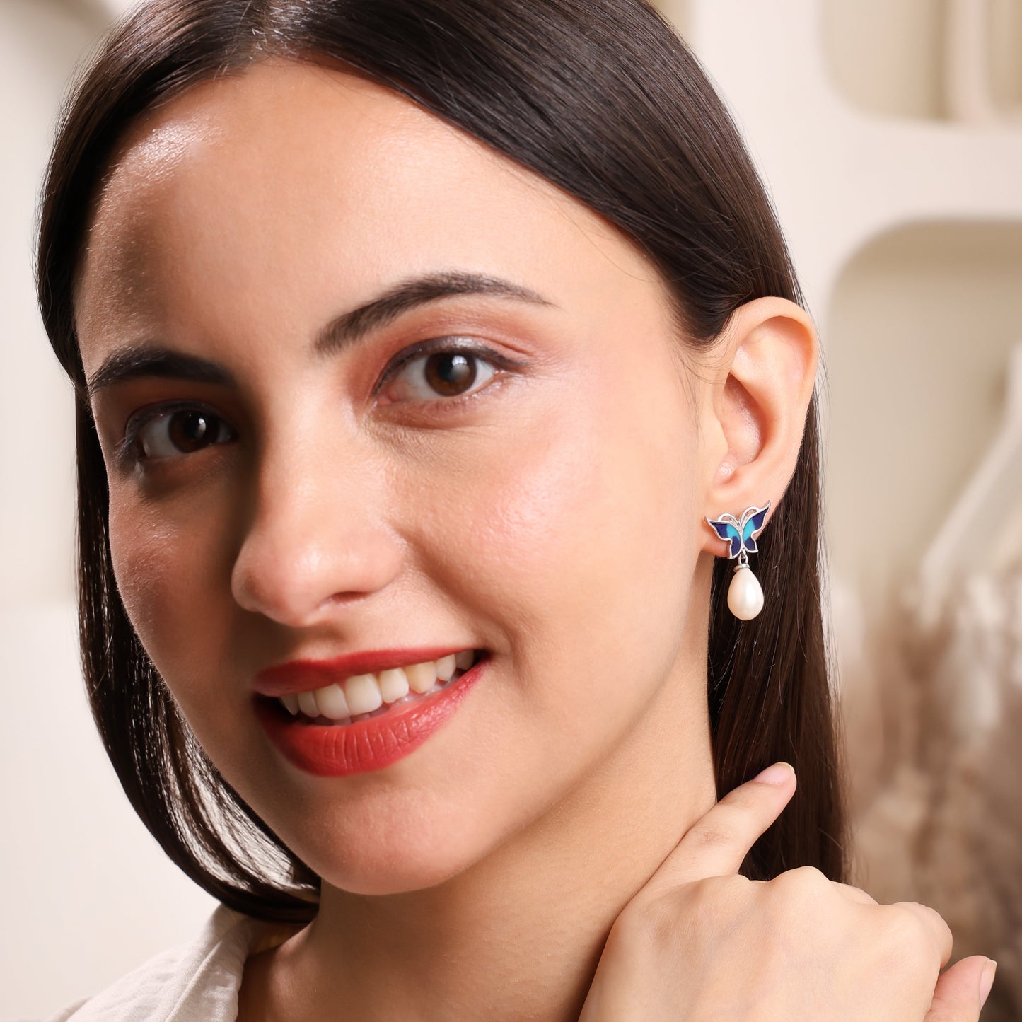 Pearlwing Butterfly 925 Sterling Silver Earrings